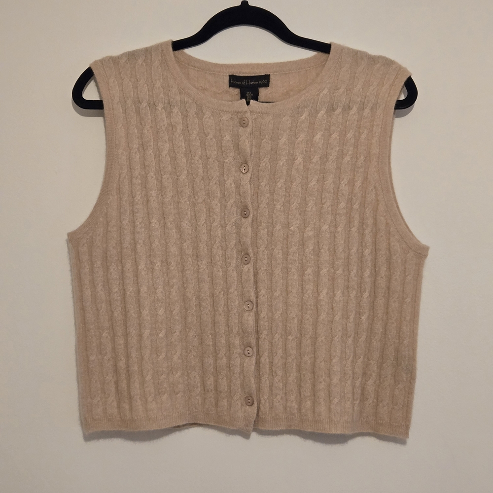 Nwt House Of Harlow 1960 100% Cashmere Cable Knit Sweater Vest Large